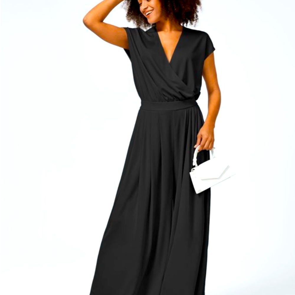 Halara V Neck Short Sleeve Wide Leg Flowy Waffle Casual Jumpsuit - NWT